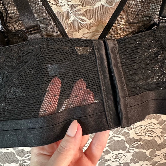 NWT Torrid Black Swiss Dot Mesh & Lace Unlined Bralette - Picture 7 of 11